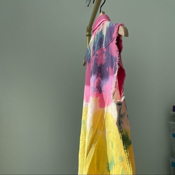 TOPSHOP NWT Unique Tie Dye Cutoff Vest Jacket Top 4 Small - Picture 6 of 10